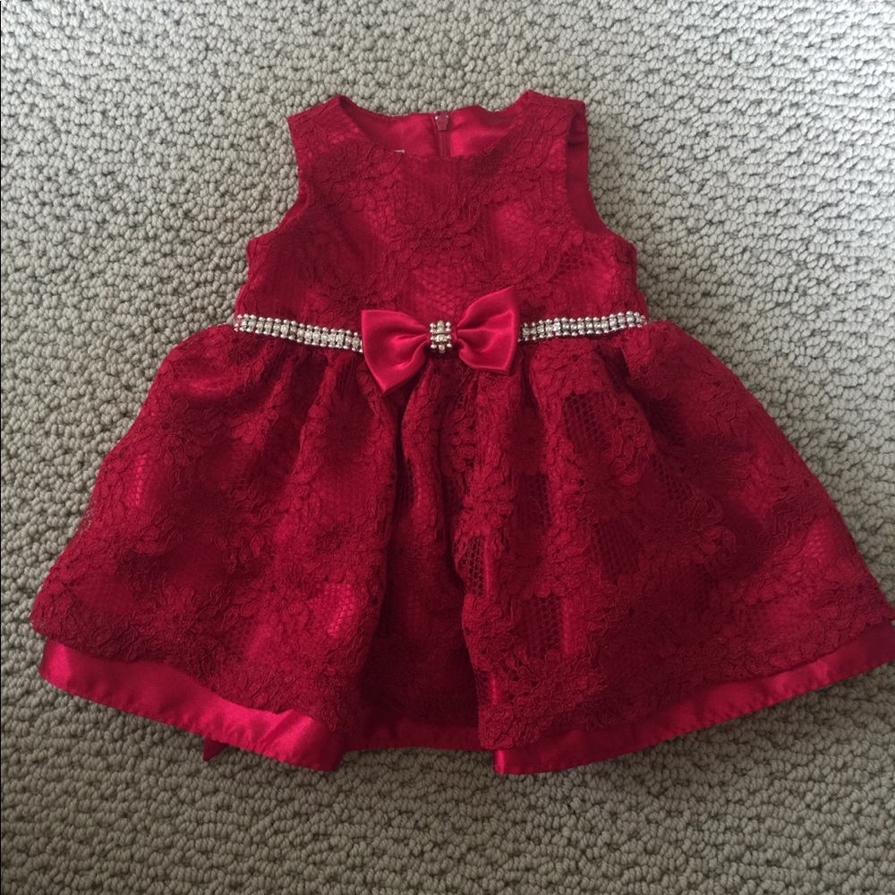 12 months red gown for girls
